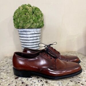 Stuart McGuire Vintage Mens 8 C Burgundy Leather Apron Toe Derby Shoes 60162 USA